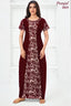 Pranjul 2025 Maroon Floral Printed Nighty for Women