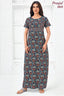Pranjul 2035 Navy Blue Floral Nighty for Women | Full Length