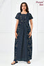 Pranjul 2044 Navy Blue Printed Nighty for Women | Full Length