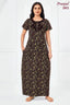 Pranjul 2052 Brown Floral Printed Nighty for Women – Full Length Nightgown
