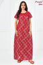 Pranjul 2054 Red Printed Nighty for Women – Full Length Floral Pattern Nightgown