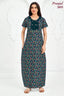 Pranjul 2055 Teal Floral Printed Nighty for Women – Full Length Nightgown