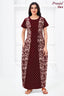Pranjul 2064 Maroon Floral Printed Nighty for Women – Full Length Nightgown