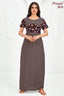 Pranjul 2070 Brown Printed Nighty for Women – Full Length Geometric Floral Nightgown