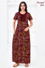 Pranjul 2071 Maroon Printed Nighty for Women – Full Length Floral Nightgown