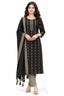 Black Cotton Straight Kurta Pant Set with Dupatta | Bavis Clothing