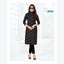 Black Mandarin Collar Cotton Kurti with Stripe Design
