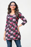 Black Pink Kantha Cotton Flared Tunic Top for Women