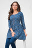 Blue Kantha Cotton Flared Tunic Top for Women