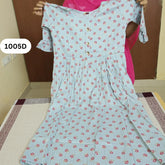 Bluish Floral Butta Flared Kurti | Chic Detailing