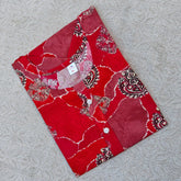 Bright Red Rayon Short tops with Fancy Button