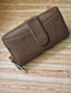 Brown Women's Long Wallet with Card Slots & Zip Closure