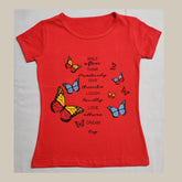 Butterfly Print Red cotton T-shirt for Girls