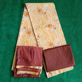 Butterscotch Yellow Floral Print Unstitched Salwar Suit with Nazmeen Dupatta