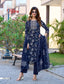 Elegant Navy Blue Kurti Pant Dupatta Set for Office & Daily Wear - Mitra1002
