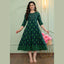 Forest Green Ethnic Printed Anarkali Kurti for Women _ Traditional Motif Design