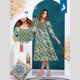 Green shade Reyon Print Umbrella Kurti