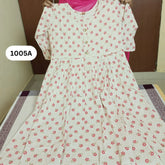 Half Dutch White Butta Flared Kurti | Floral Detail