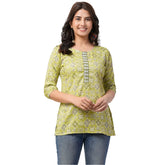 Heavy Rayon Capsul Print with Foil Short Tops LQ04