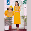 Heavy Rayon Slub Print with Embroidery Yoke Straight Cut Kurti KK04
