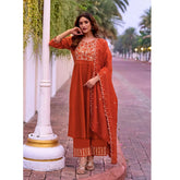 Italian Viscose Masterpiece_ Embroidered Kurta, Plazzo & Chanderi Dupatta