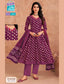 MCM Purple Cotton Anarkali Readymade Salwar Suit Set