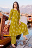 Mehandi Green Heavy Rayon Printed Kurta Set with Striped Pants