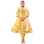 Mustard Yellow Floral Anarkali Suit with Ethnic Embroidered Panel