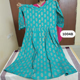 Persian Green Golden Paisley Print Flared Kurti