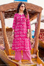 Pink Floral Printed Heavy Rayon Kurta Set with Striped Pants