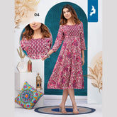 Pink Floral Reuyon Print Umbrella Kurti