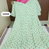 Pista Green Floral Butta Print Flared Kurti