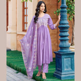 Premium Embroidered Viscose Kurta Pant Set with Sequined Chanderi Dupatta - MG1001