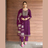 Premium Quality Vertican Suit with Embroidery, Lining & Dupatta