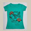 Sea Green Butterfly Printed Cotton T-Shirt for Girls