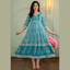 Teal Green Ethnic Printed Anarkali Kurti for Women _ All-Over Traditional Prints