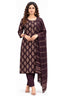 Wine Leaf Print Kurta Pant Set with Striped Dupatta for Women | Bavis Clothing
