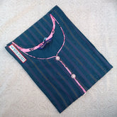 Women's Navy Blue Fancy Button Straight Cut Kurti