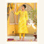 Women's Yellow Printed Kurti with Mid Rise Straight Pant