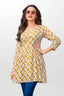 Yellow Kantha Cotton Flared Tunic Top for Women