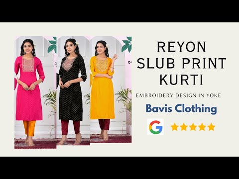 Slub Cotton with Embroidery Yoke Straight Cut Kurti KK01