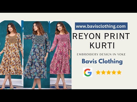 Floral Dark Blue Reyon Print Umbrella Kurti