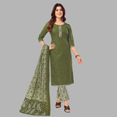 Army Green Cotton Kurti Set - Women's Fashion