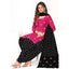 Dark Pink A Line Cotton Kurti with Black Patiala Pant and Dupatta