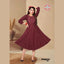 Fancy Rayon Print Kurti with Embroidery in Wine