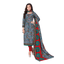 Grey Leaf Design Round Neck Kurta with Red Straight Pant and Dupatta