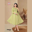 Lime Citron Fancy Rayon Print Kurti with Embroidery