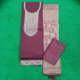 Maroon Jam Satin Unstitched Salwar Suit with Pant and Jacquard Dupatta