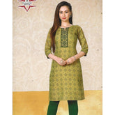 Olive Green Casual Office Wear Kurti for Women