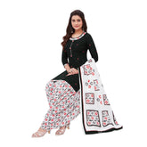Cotton U Neck Black Top with Soft Peach Patilaya Pant and Dupatta
